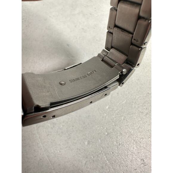 Fossil Watch Womens 37mm Pave Bezel Decker Chrono Date Silver Tone New Battery - Picture 9 of 11